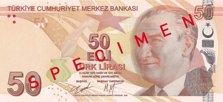 50 Türk lirası banknotunun ön yüzü
