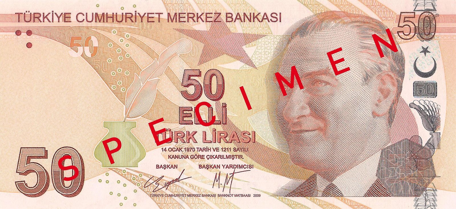 50 Türk lirası banknotunun ön yüzü